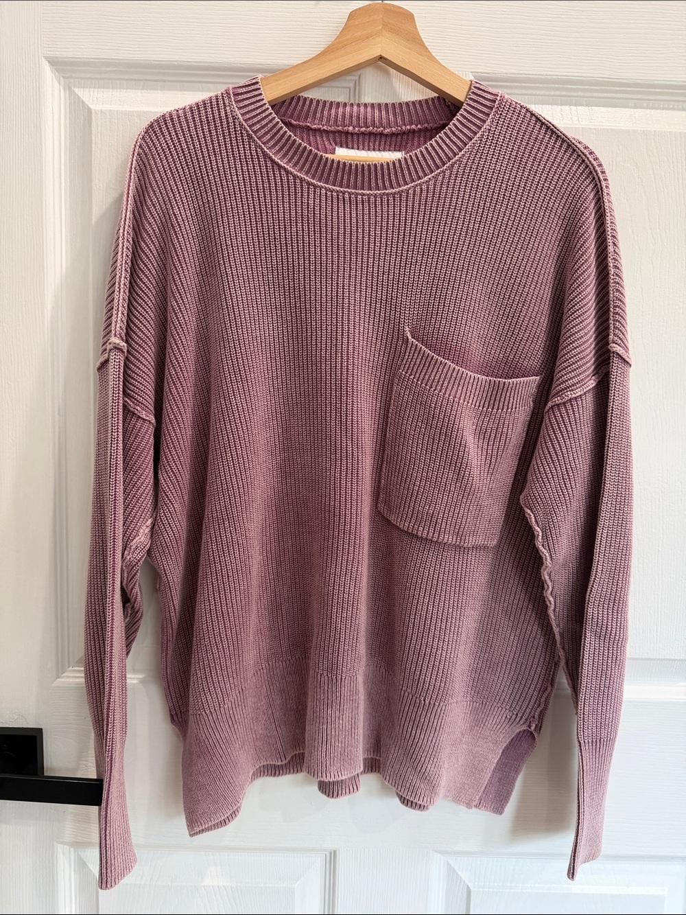 pistola Mauve Ribbed Crewneck Sweater with Pocket